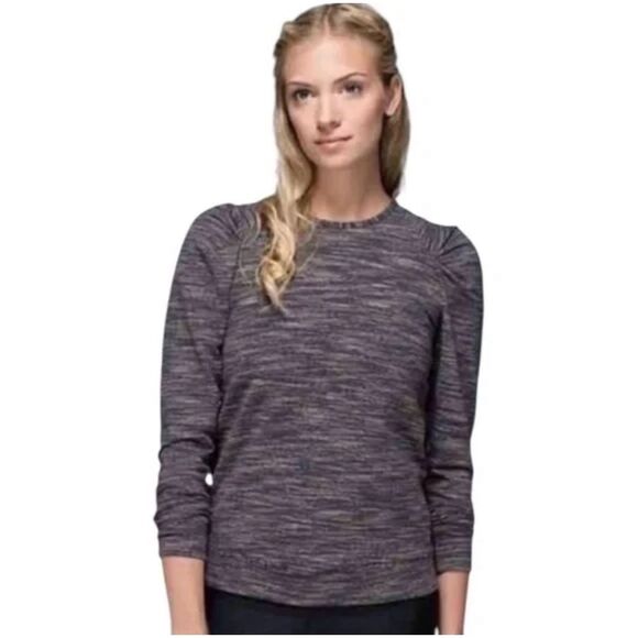 Lululemon Top Size 10 Lab City Puff Sleeve We Are From Space Gym Grey Heathered - Picture 1 of 8